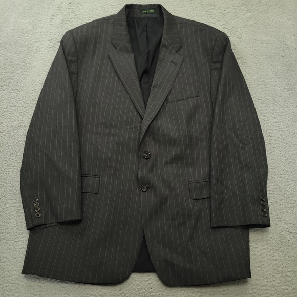 Lauren Ralph Lauren Men's (44) Suit Jacket Blazer Silk Wool Gray Striped - Picture 1 of 9